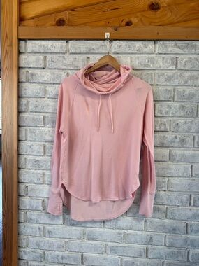 Women's Pink Cowl Neck Lightweight Sweater Hoodie #gymwear #activewear